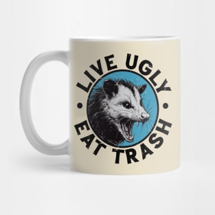 Live Ugly Eat Trash / Vintage Opossum Design Mug